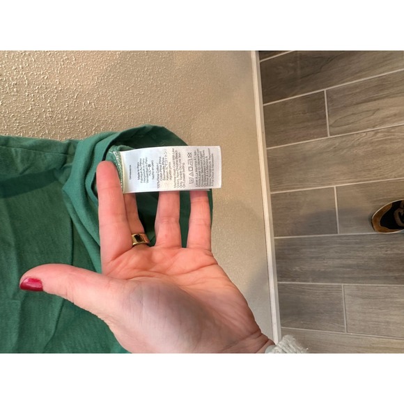 Madewell Green whisper Cotton V-Neck Short Sleeve T-Shirt Womens  cl - Picture 2 of 4